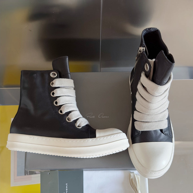 Rick Owens Black High-Top Sneakers