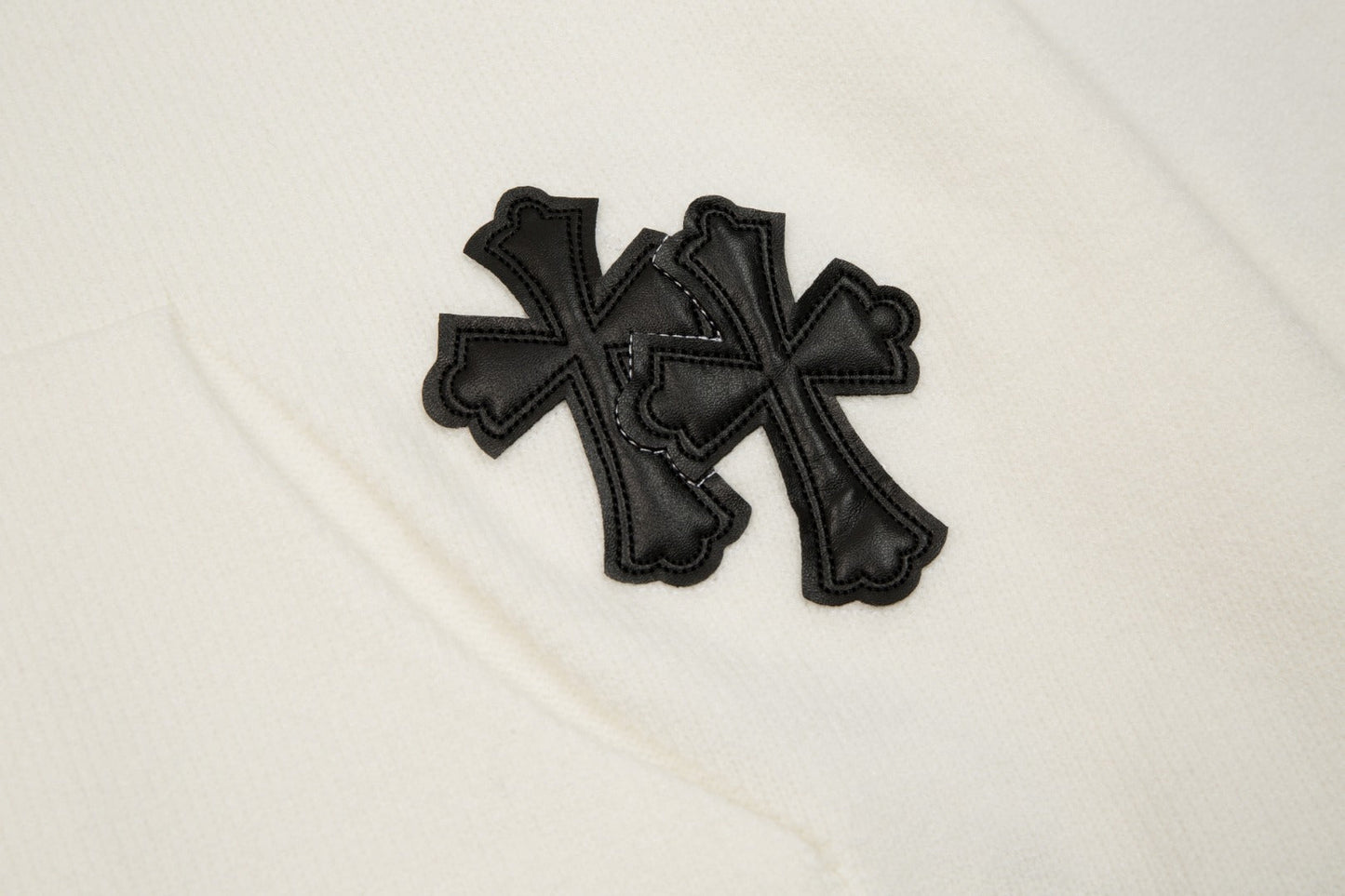 CHROME HEARTS BLACK CROSS PATCH HOODIE WHITE