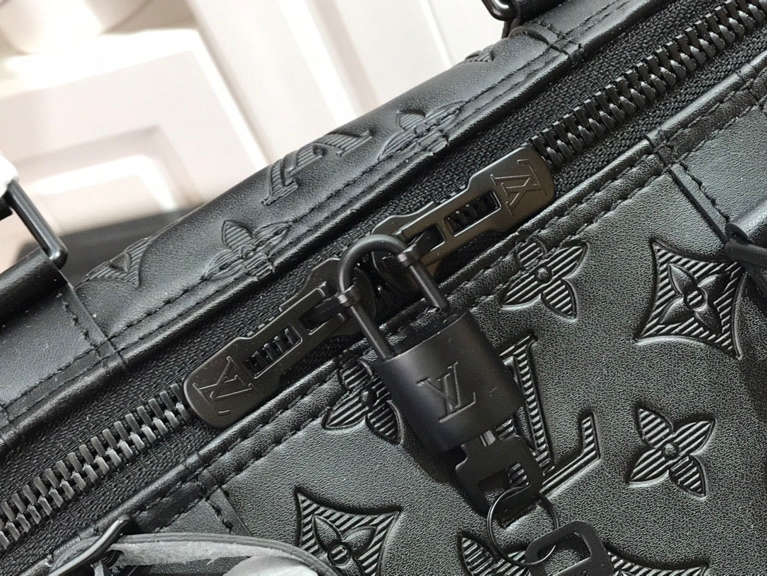 LOUIS VUITTON KEEPBALL 50 BLACK LEATHER TRAVEL BAG