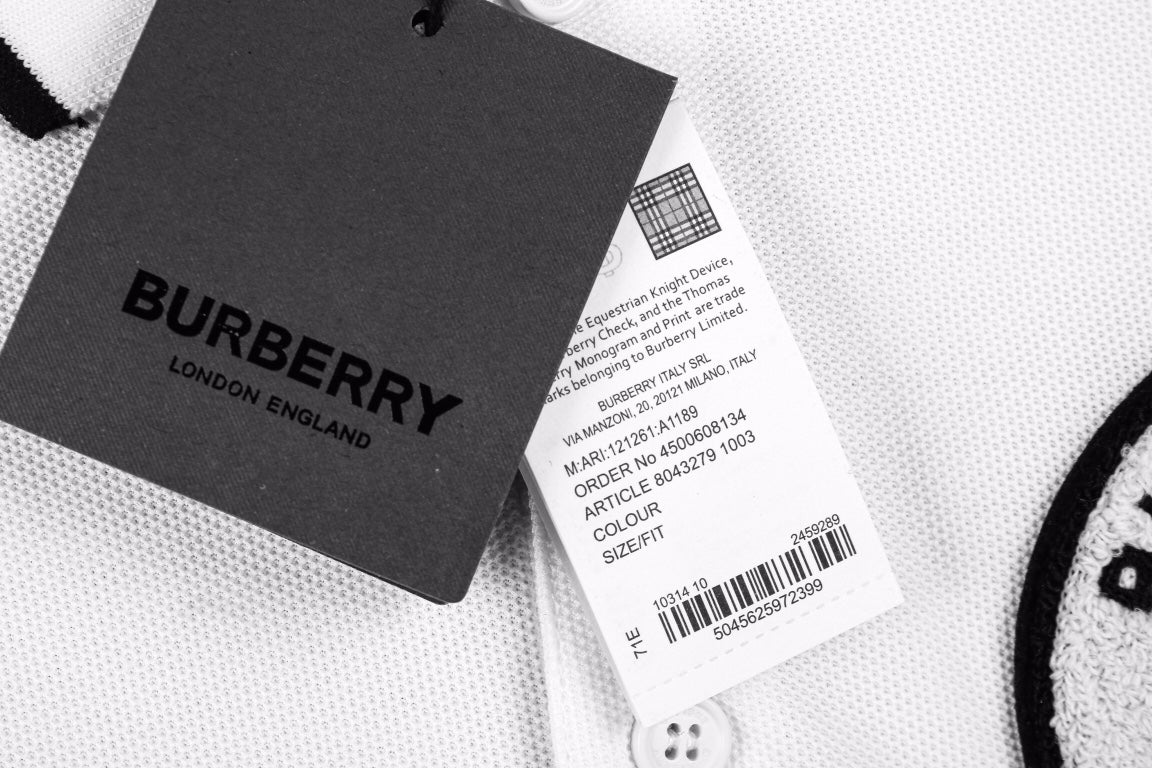 Burberry Textured Polo Shirt in White