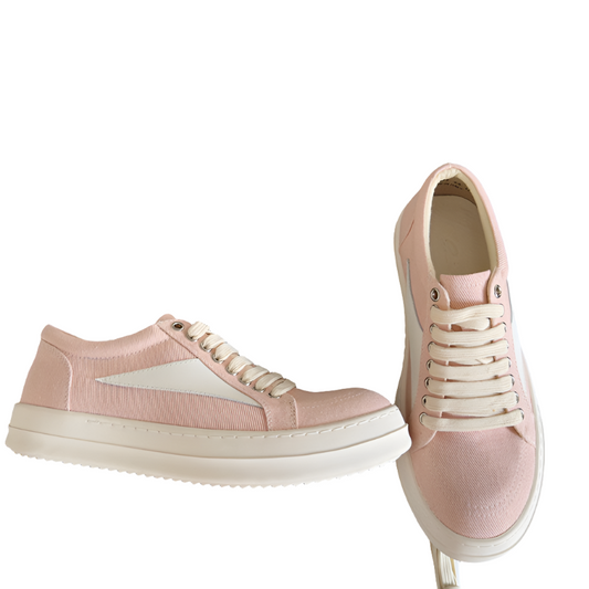 Rick Owens Pink Canvas Low-Top Sneakers