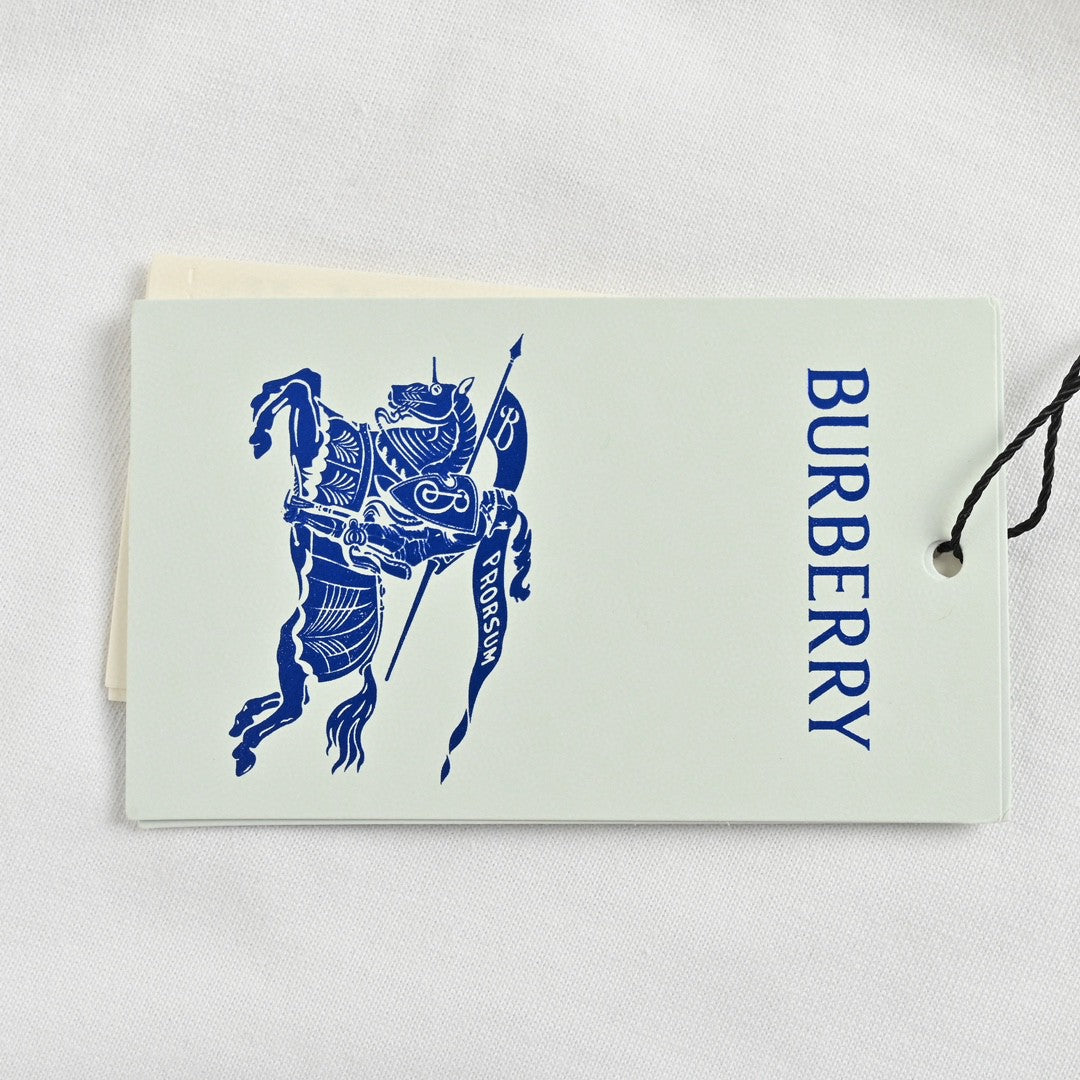 Burberry White T-Shirt with Blue Equestrian Knight Logo