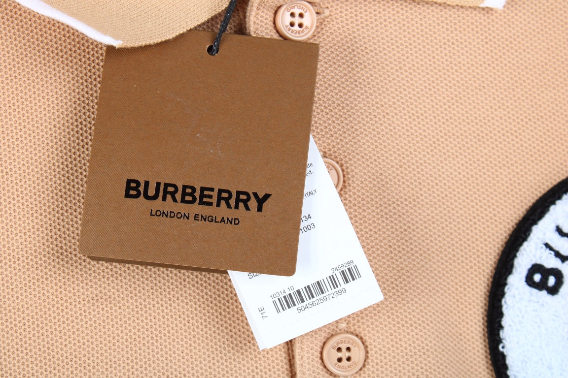 Burberry Textured Polo Shirt in Beige