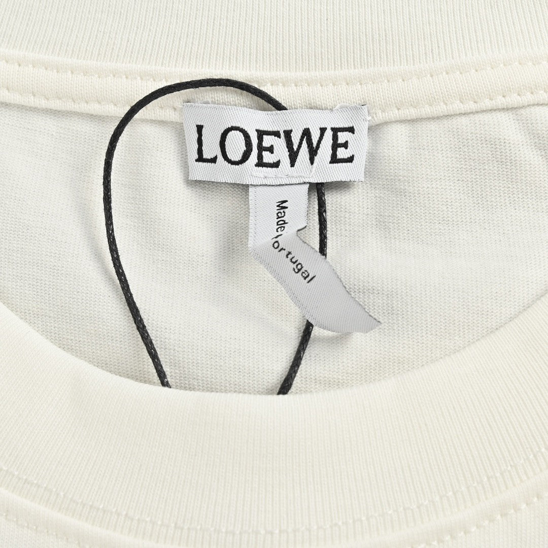 Loewe White T-Shirt with Red and Black Logo