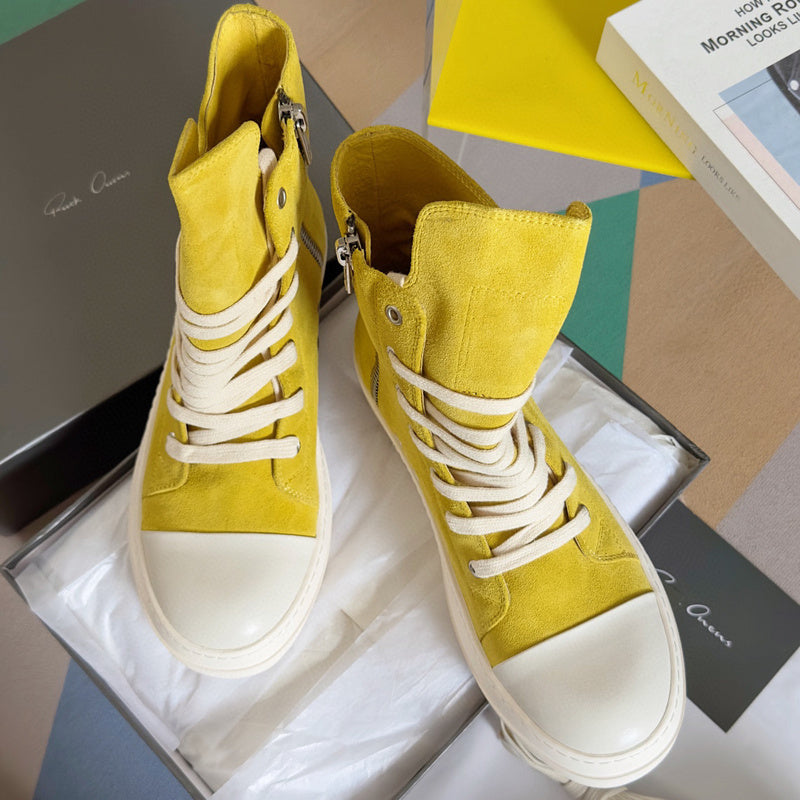 Rick Owens Yellow High-Top Sneakers