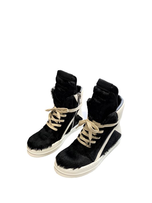 Rick Owens Geobasket Sneakers - Black Pony Hair