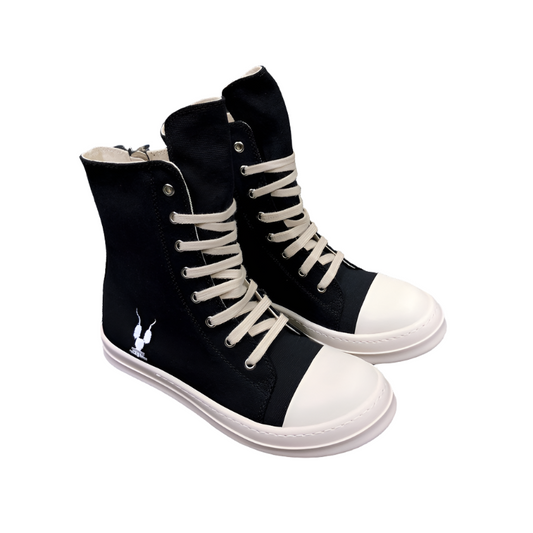 Rick Owens Black High-Top Canvas Sneakers