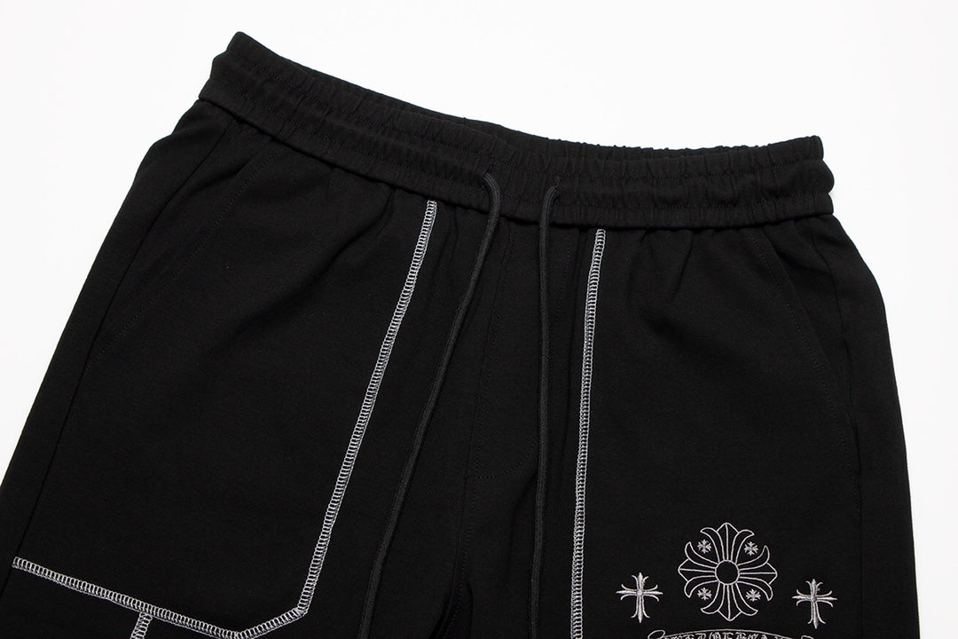 CHROME HEARTS WHITE EMBROIDERY SHORTS BLACK