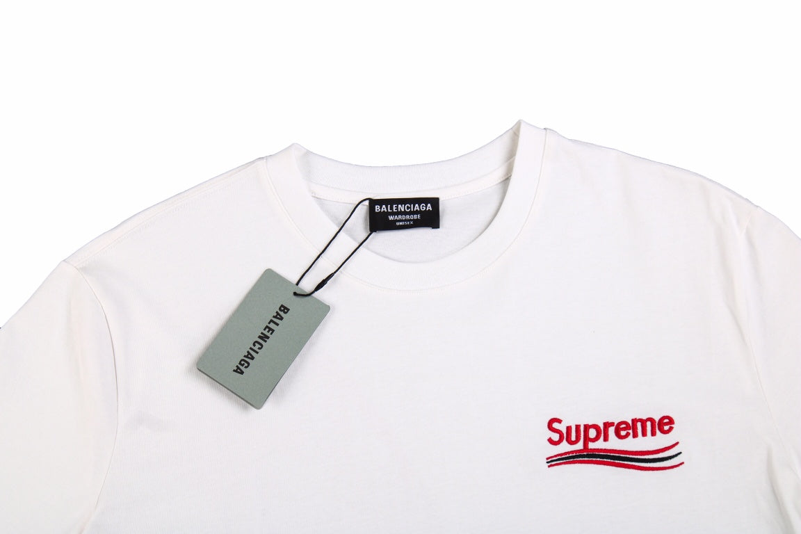 BALENCIAGA x SUPREME RED S T-SHIRT WHITE