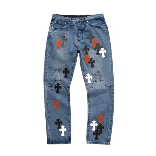 CHROME HEARTS 3 COLOR CROSS BLUE JEANS