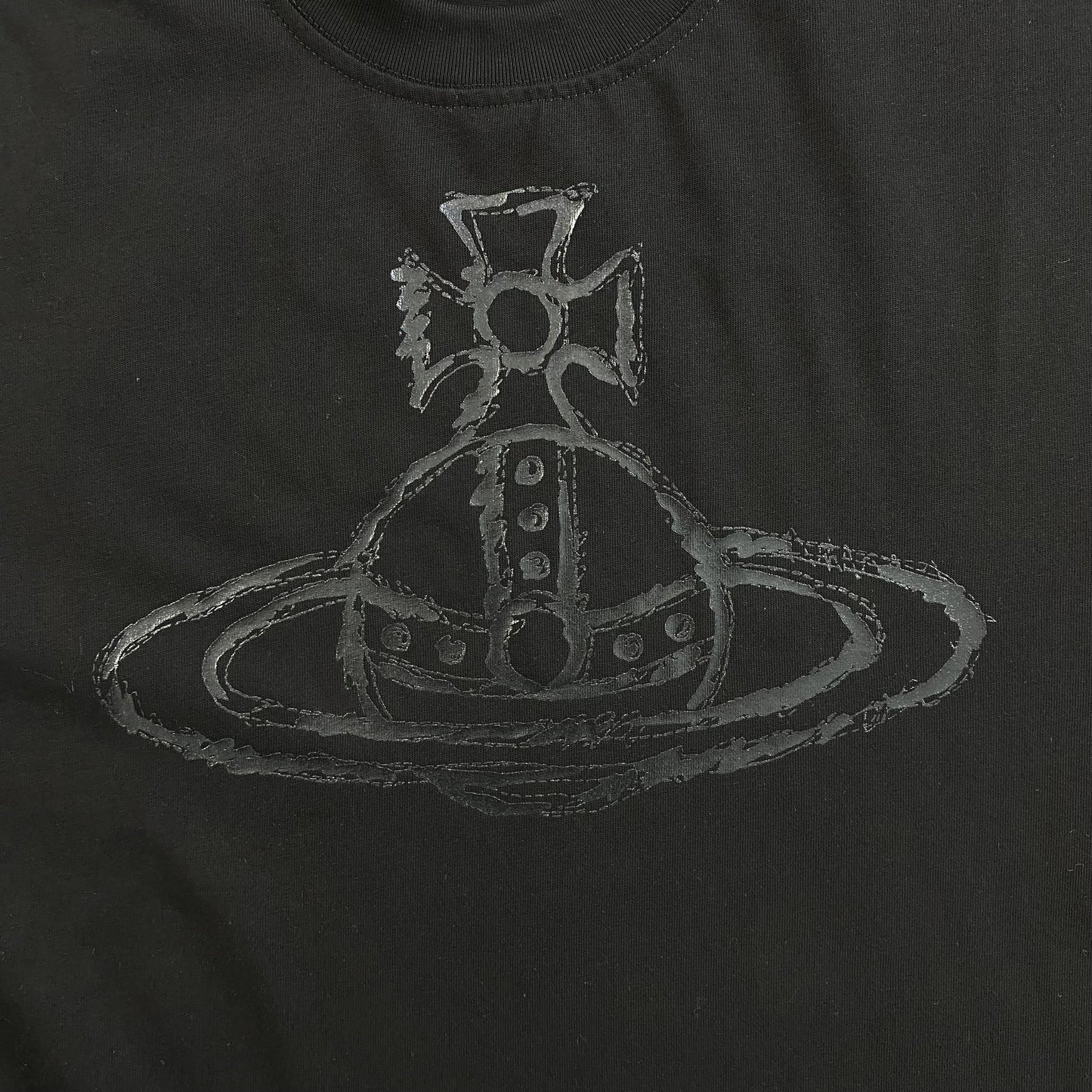 VIVIENNE WESTWOOD ROUGHLY STITCHED ORB T-SHIRT BLACK