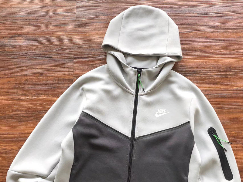 NIKE TECH FLEECE HOODIE x GREY/BLACK/GREEN