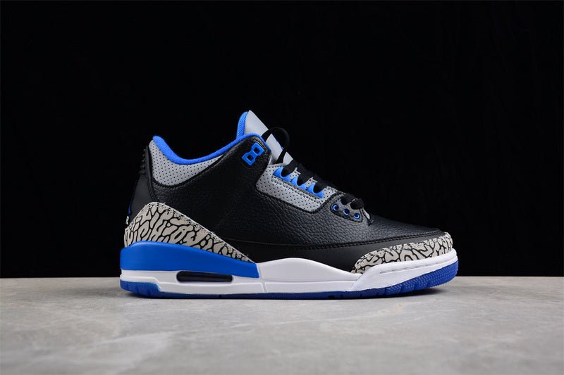 AIR JORDAN 3 RETRO BLACK/SPORT BLUE WOLF GREY