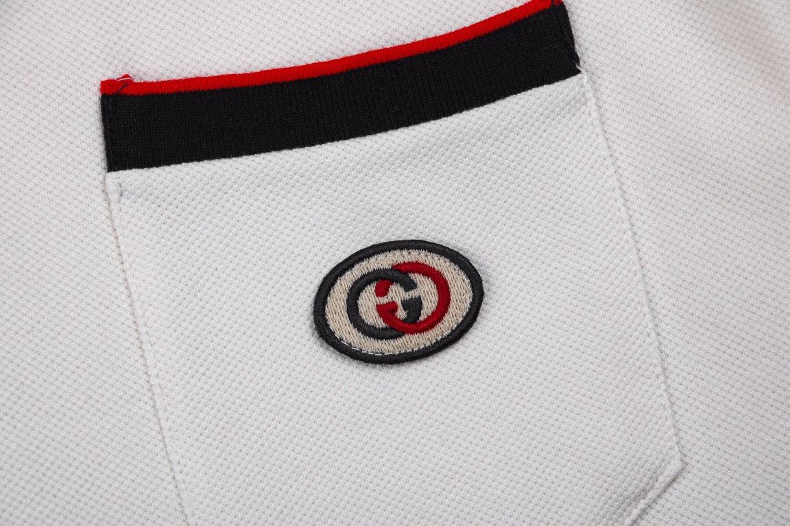 Gucci Polo Shirt with Web Collar (White)