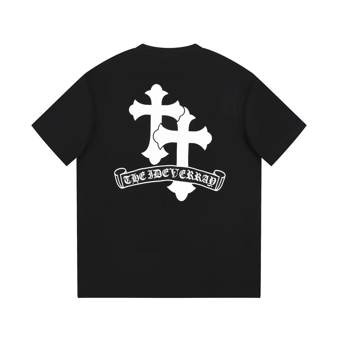 CHROME HEARTS WHITE DOUBLE CROSS T-SHIRT BLACK