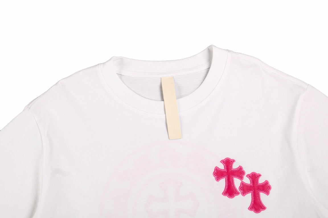 CHROME HEARTS HORSE SHOE LOGO T-SHIRT WHITE PINK