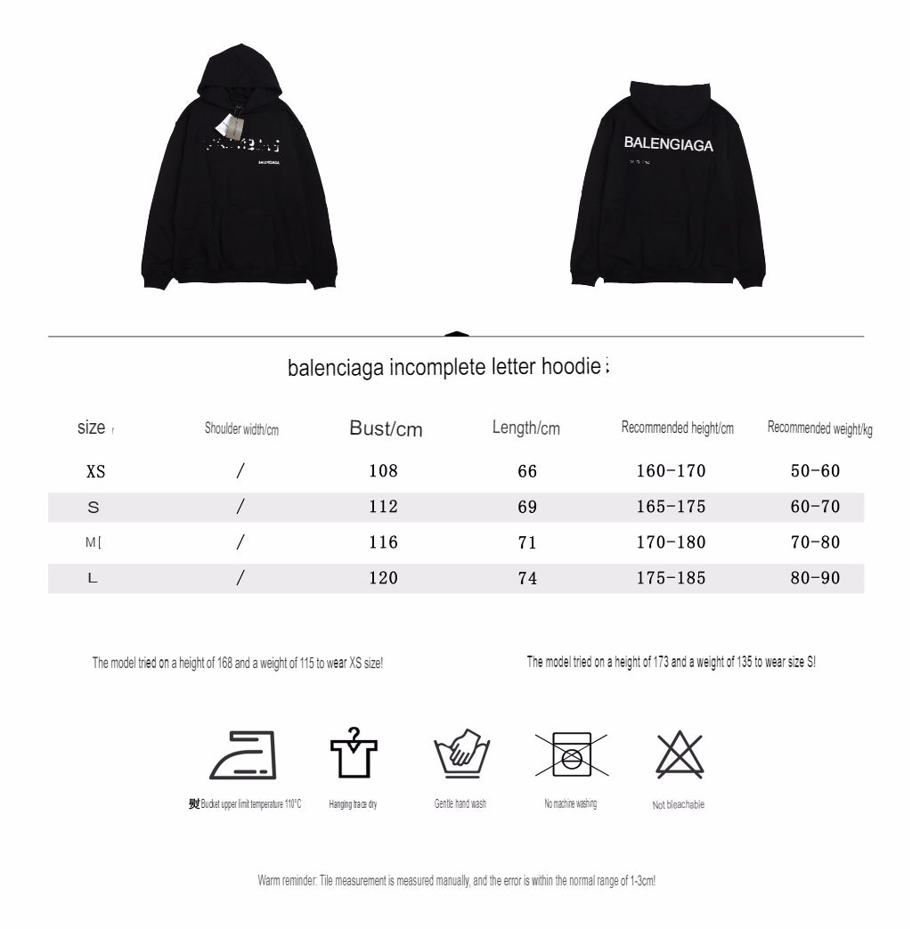 Balenciaga Black Distorted Logo Hoodie