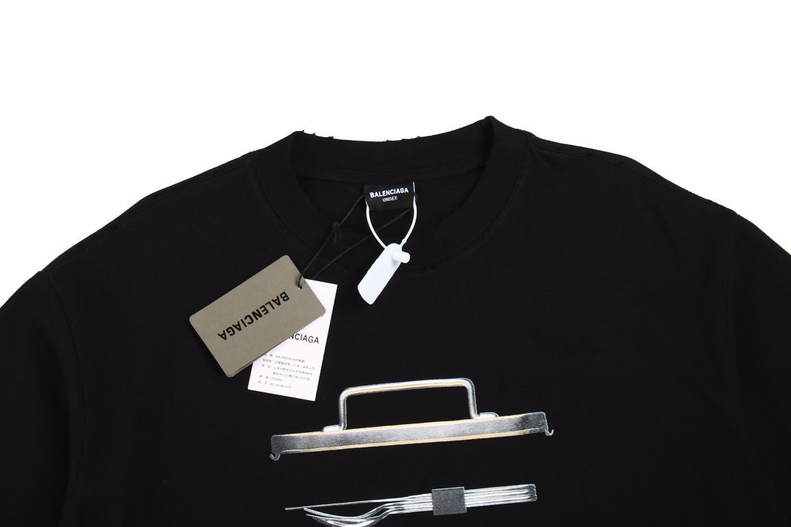 BALENCIAGA METALLIC DESIGN T-SHIRT BLACK