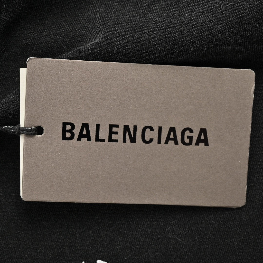 BALENCIAGA DISTRESSED LOGO T-SHIRT BLACK