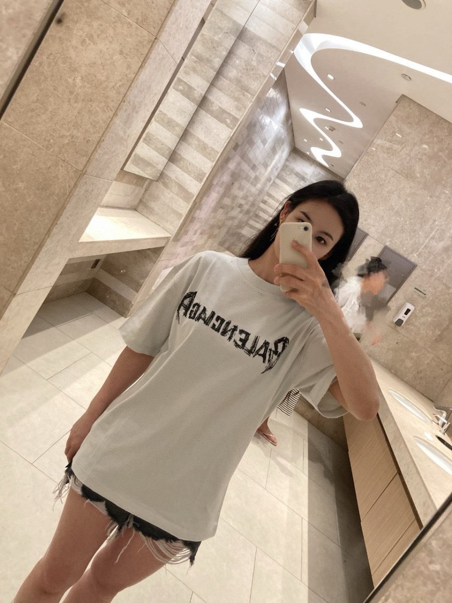 Balenciaga Distressed Logo T-Shirt in White