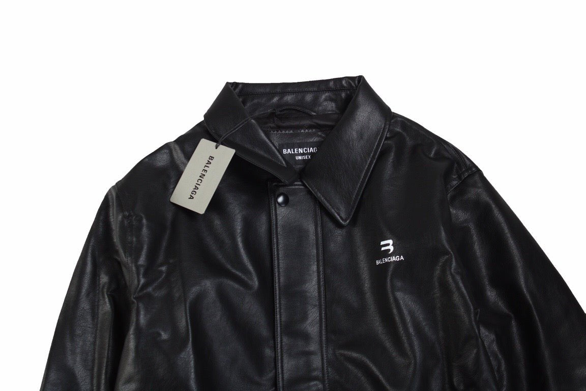 BALENCIAGA FAUX LEATHER JACKET BLACK