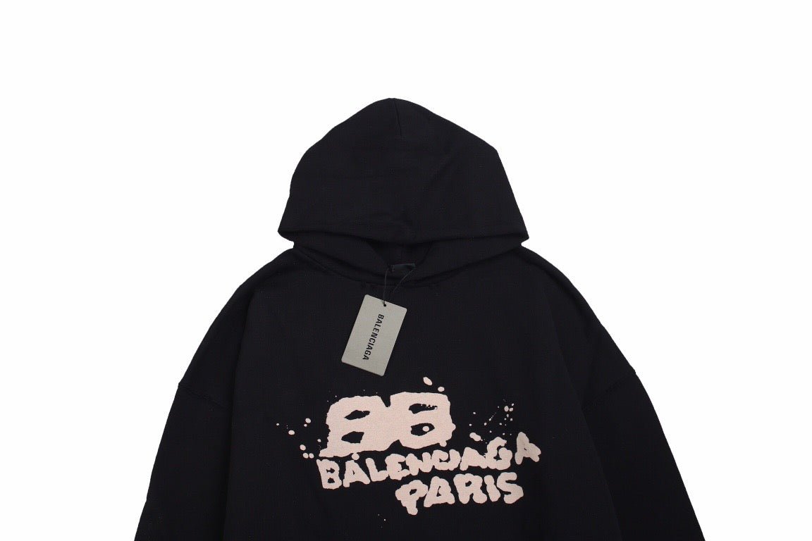 BALENCIAGA GRAFFITI LOGO HOODIE BLACK