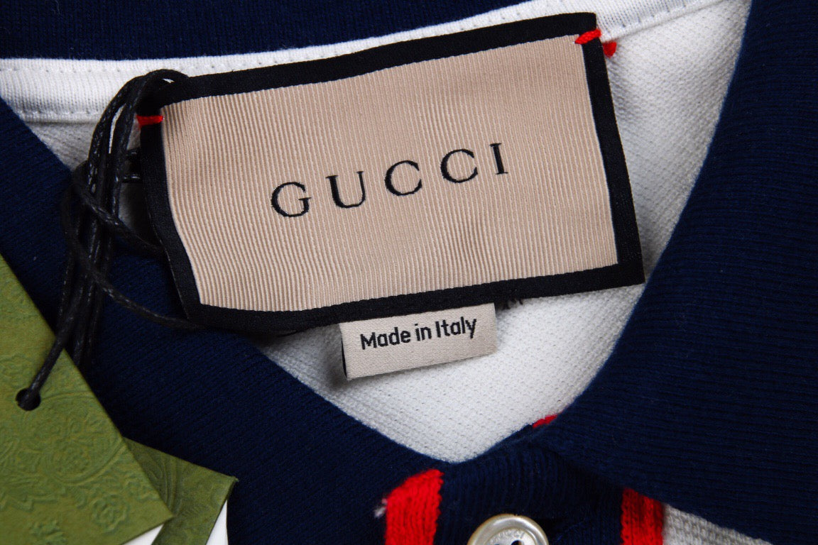 Gucci Polo Shirt with Web Collar (White)