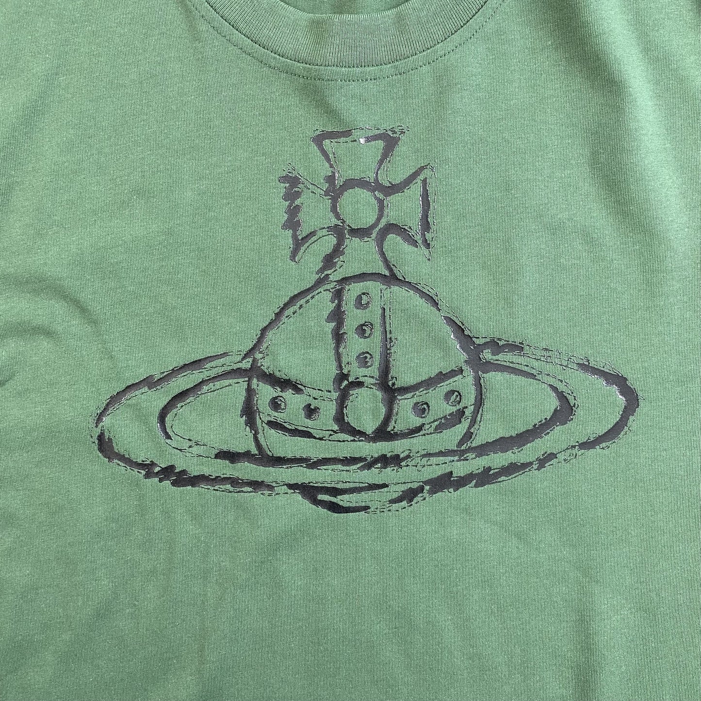 VIVIENNE WESTWOOD ROUGHLY STITCHED ORB T-SHIRT GREEN