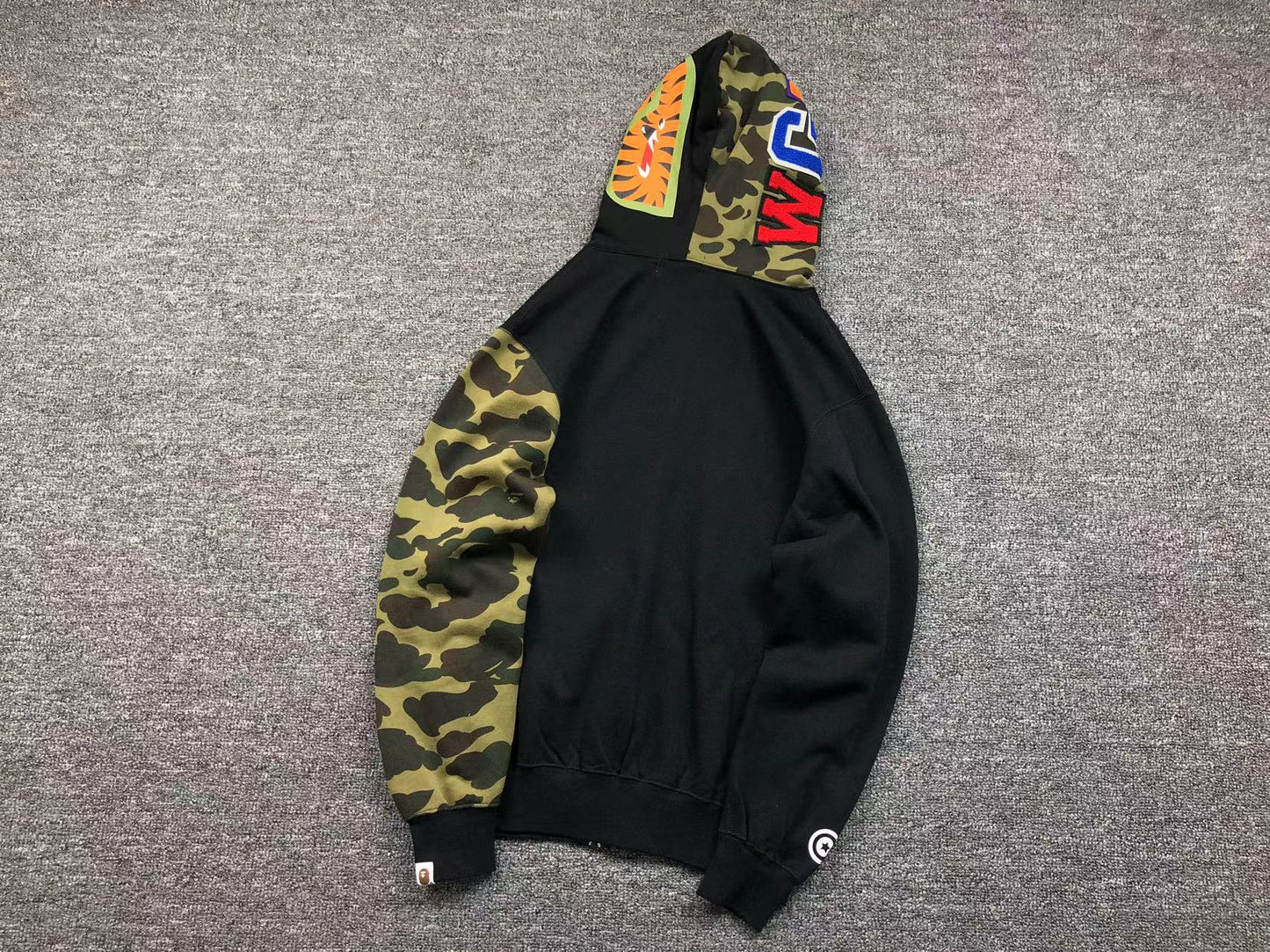 BAPE GREEN CAMO FULL ZIP HOODIE BLACK