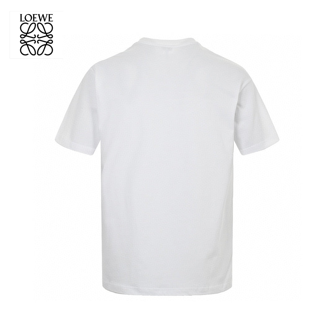 Loewe White T-Shirt with Blue Pocket Logo