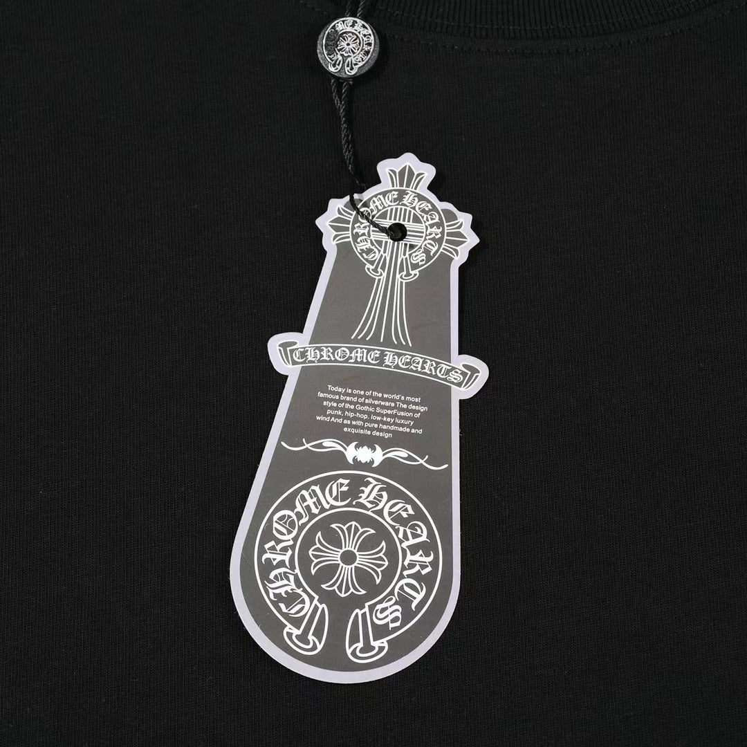 CHROME HEARTS WHITE DOUBLE CROSS T-SHIRT BLACK