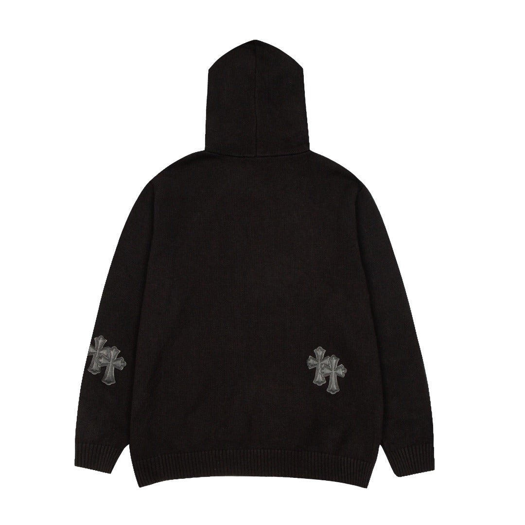 CHROME HEARTS BLACK CROSS PATCH HOODIE BLACK