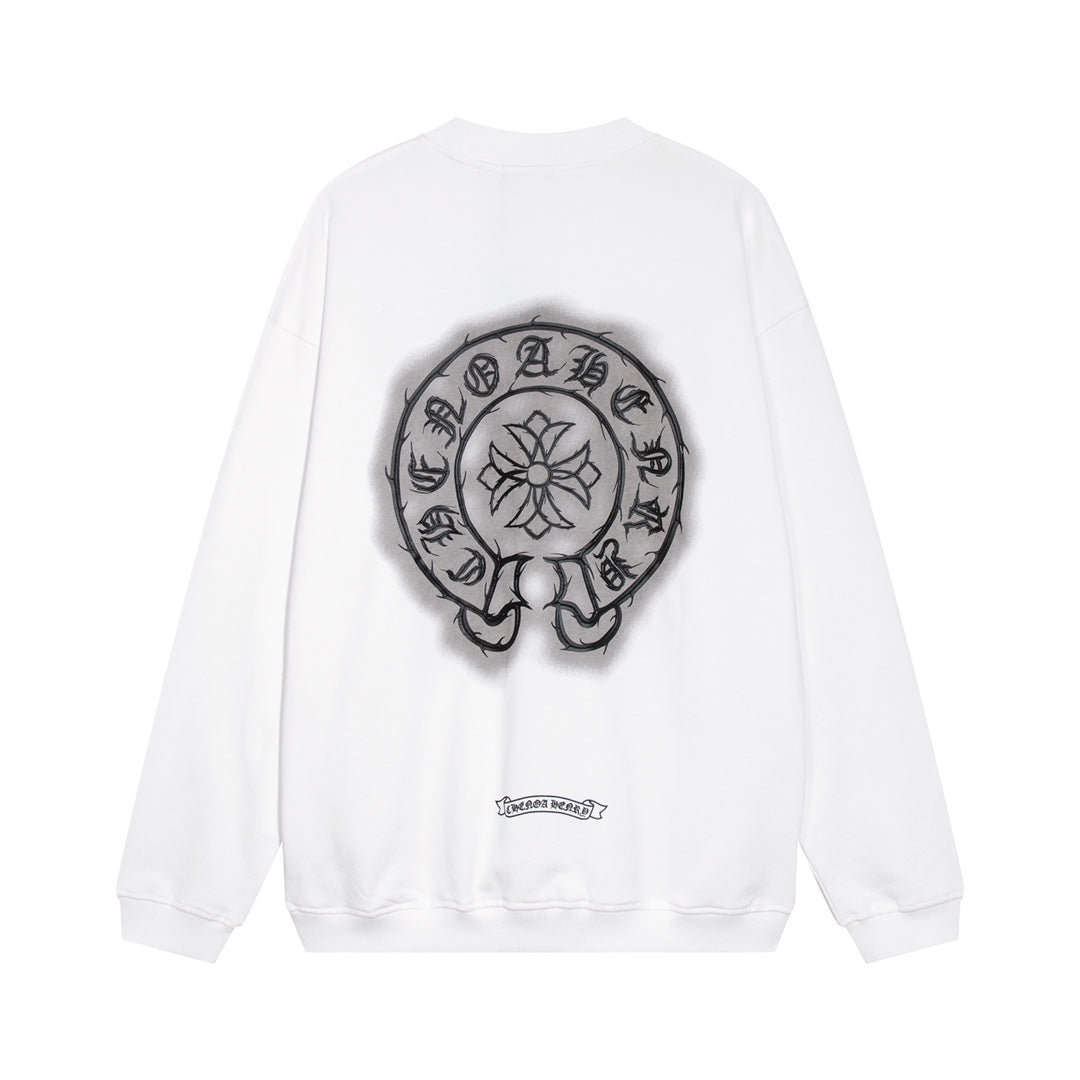 CHROME HEARTS HORSE SHOE LOGO SWEATSHIRT WHITE