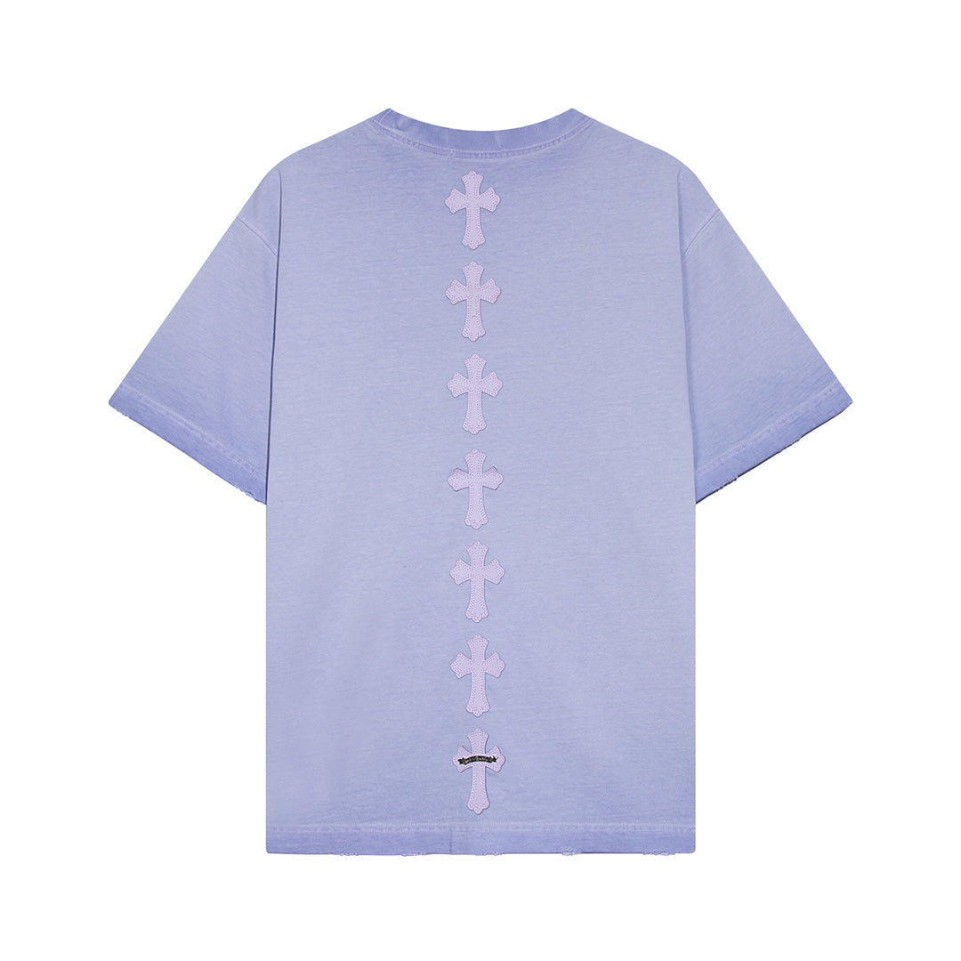 CHROME HEARTS CROSS PATCH T-SHIRT WASHED LIGHT BLUE