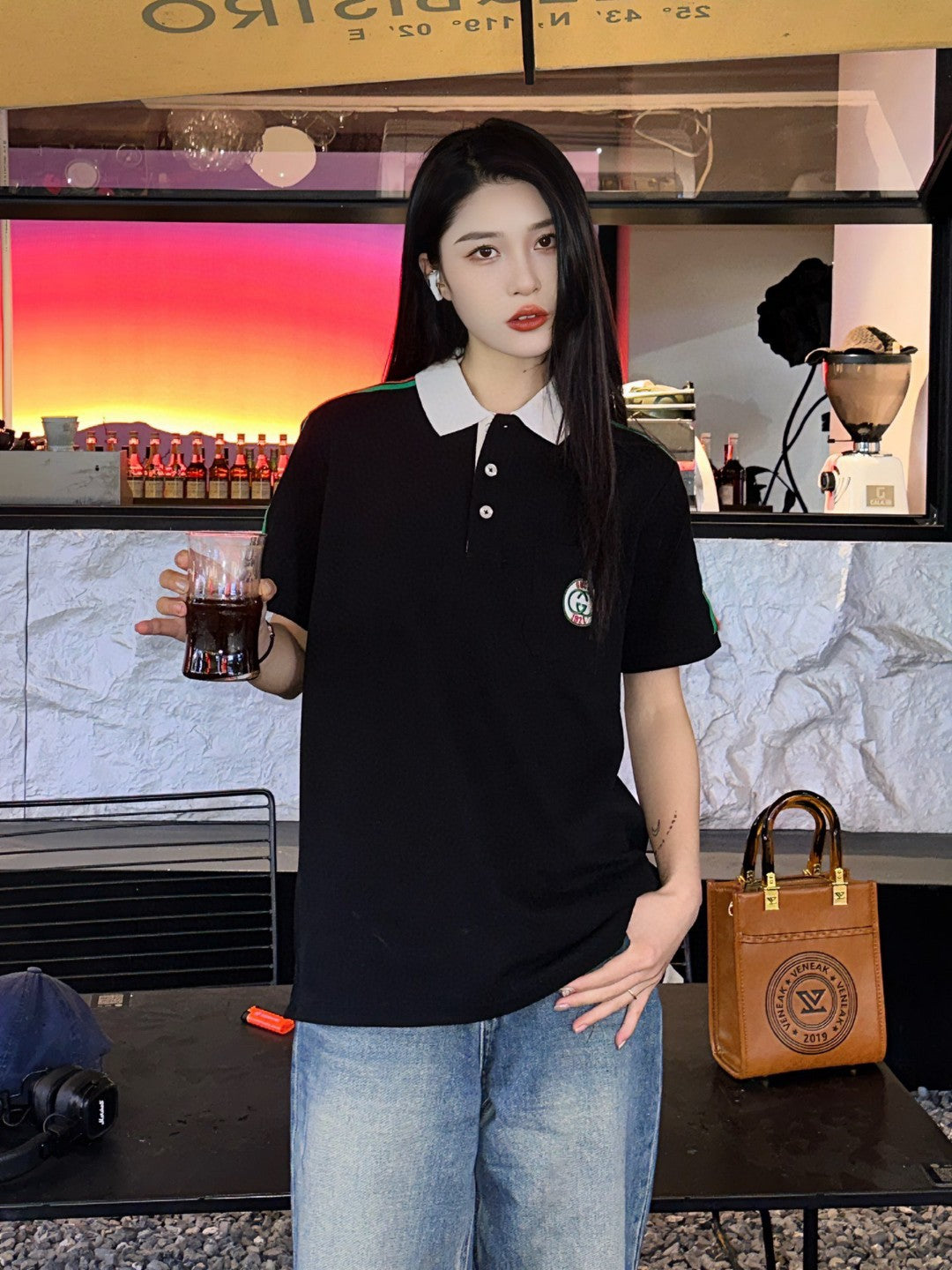 Gucci Stripe Sleeve Polo Shirt