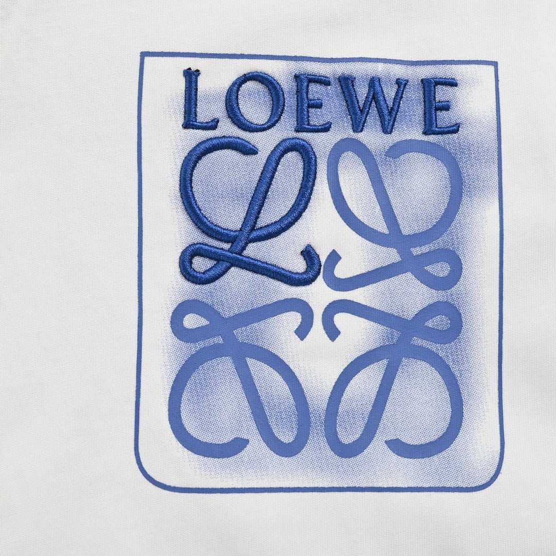 Loewe White T-Shirt with Blue Pocket Logo