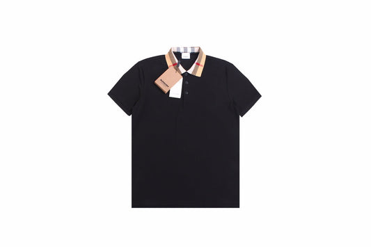 Burberry Check Collar Polo - Black