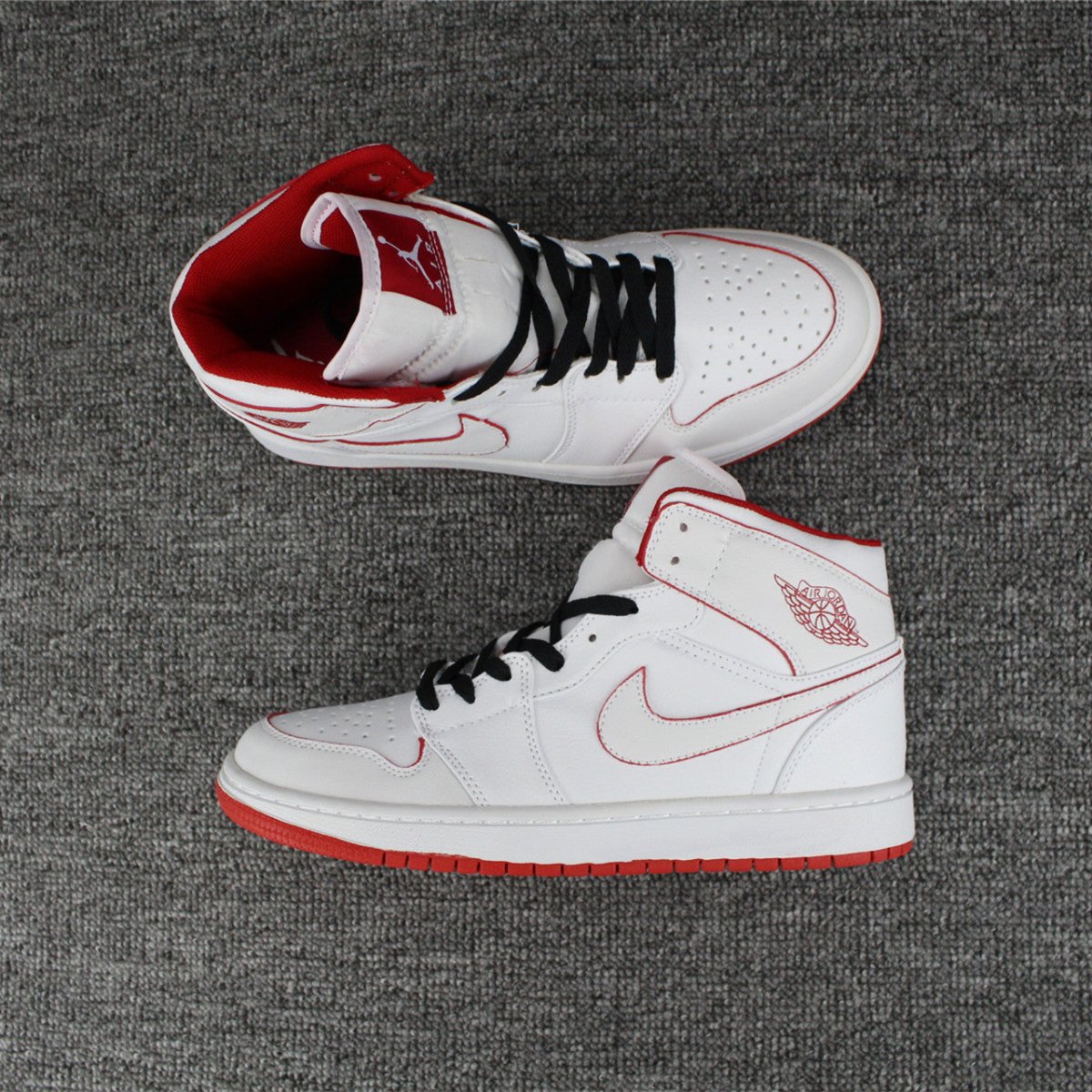 JORDAN 1 RETRO MID x WHITE GYM RED BLACK